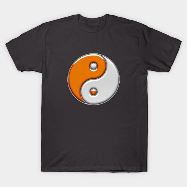 Orange And White Yin Yang T-Shirt by BigOrangeShirtShop